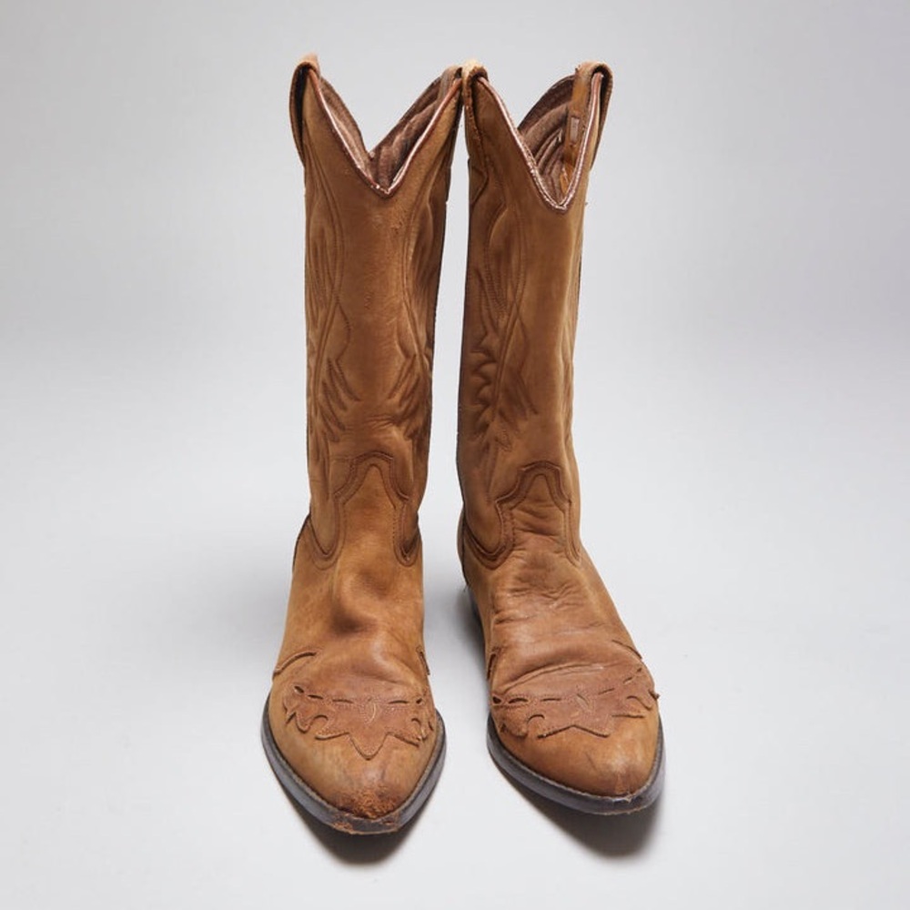 Vintage Guess by Giorgio Marciano BrownLeather Cowboy Boots Pointed Toe Sz 5